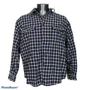 Eddie Bauer Men's Heavyweight Button Up Shirt Workwear Plaid Blue Size XL